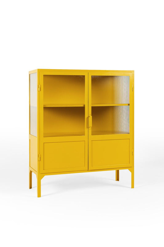 Armoire à vitrines jaune - L'ABEILLE